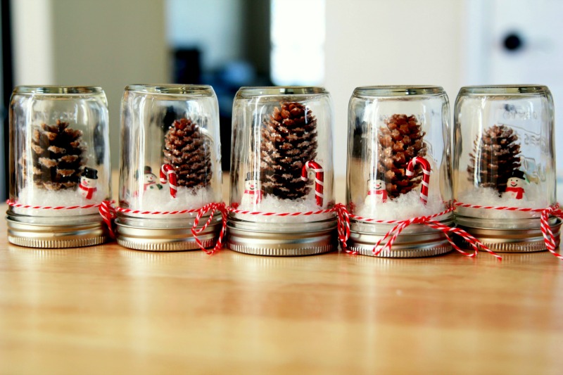5 Mason Jar Snow Globes diy Thought