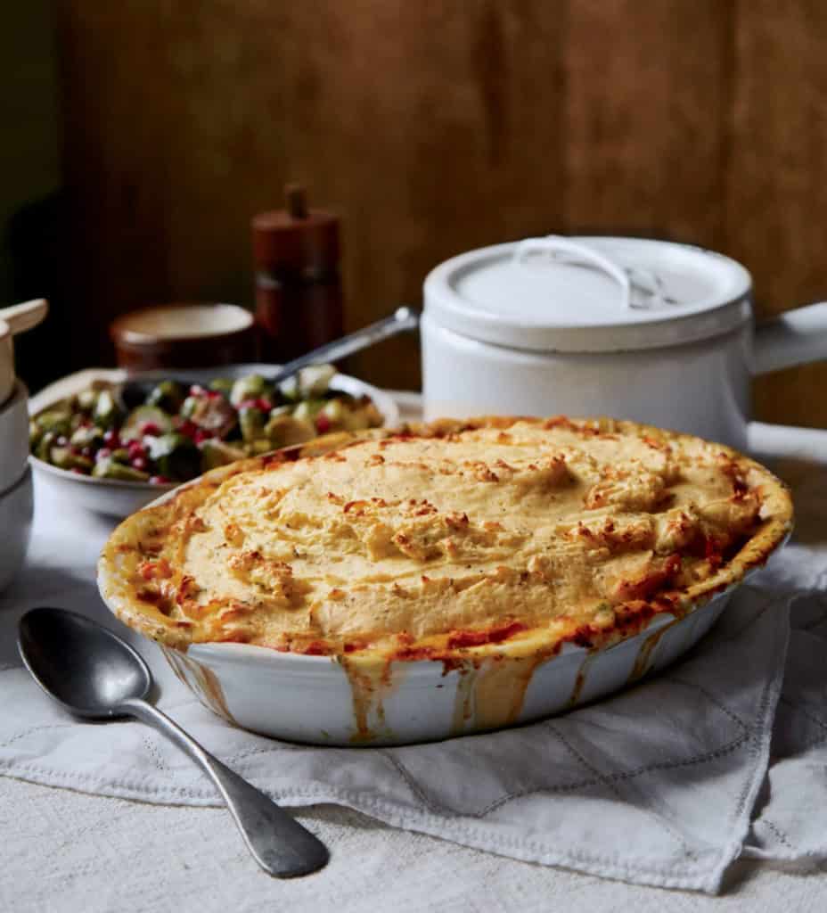 Chicken pot pie with potato top