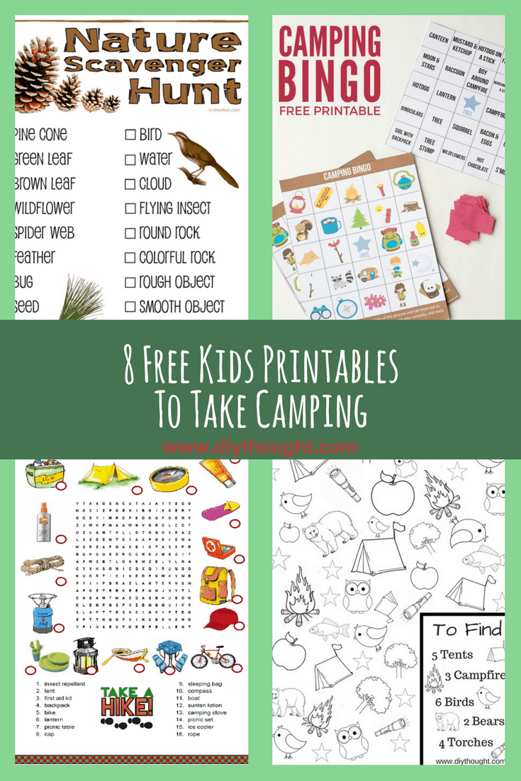 8 Free Kids Printables To Take Camping - DIY Thought