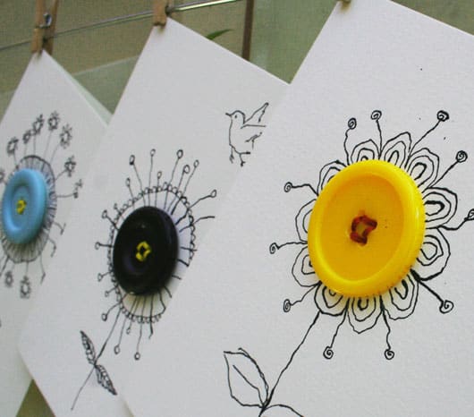Diy Button Flower Cards – step 1