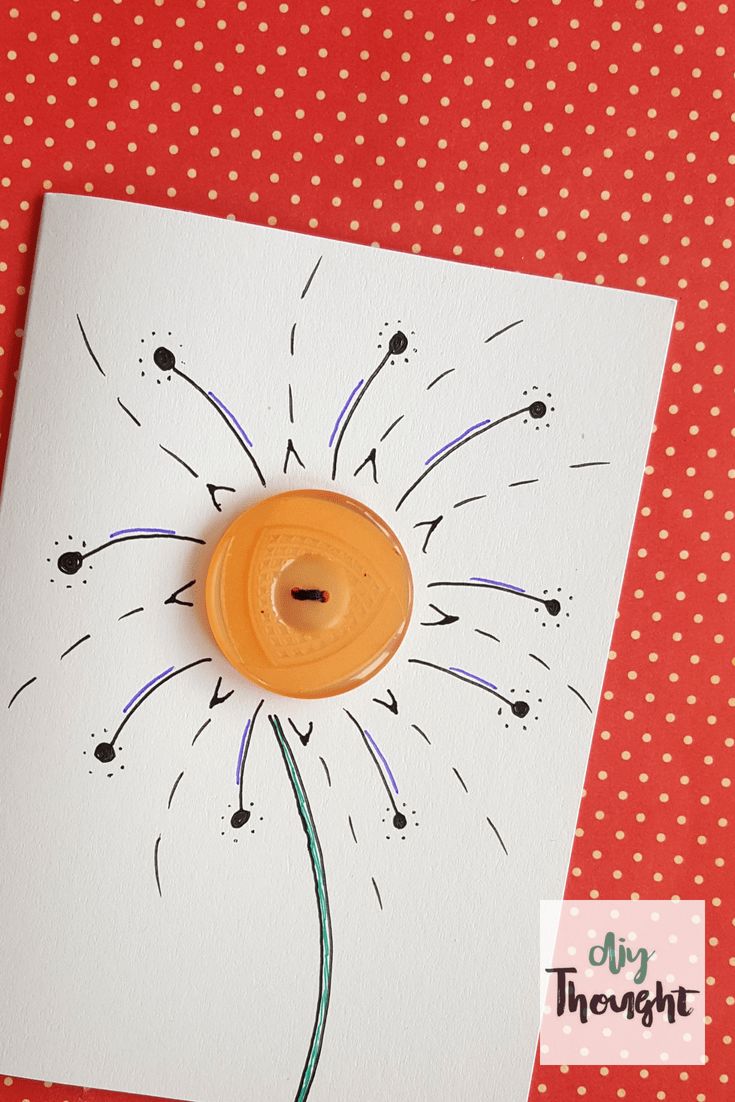 Diy Button Flower Cards – step 2