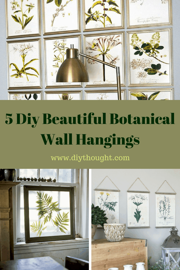 5 botanical wall hangings