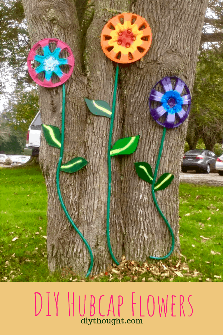 DIY Stunning Hubcap Outdoor Flowers - diy Thought