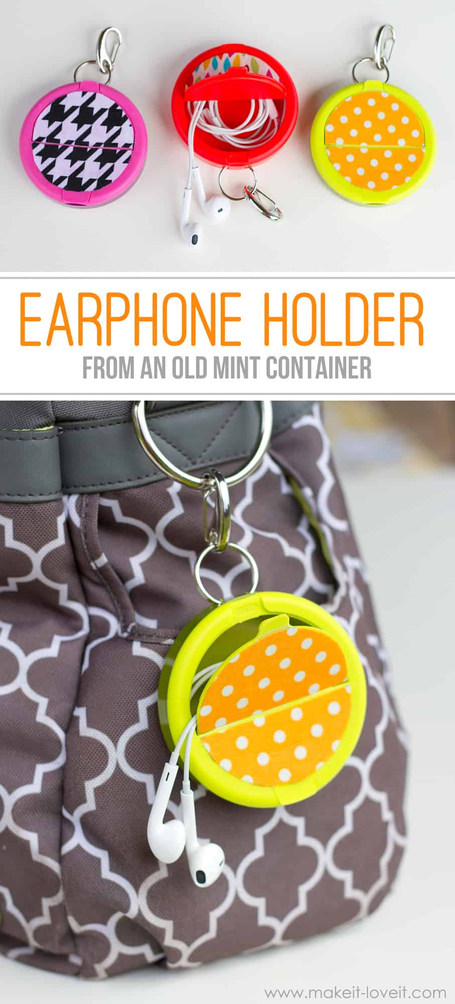 Earphone holder made from an old mint container