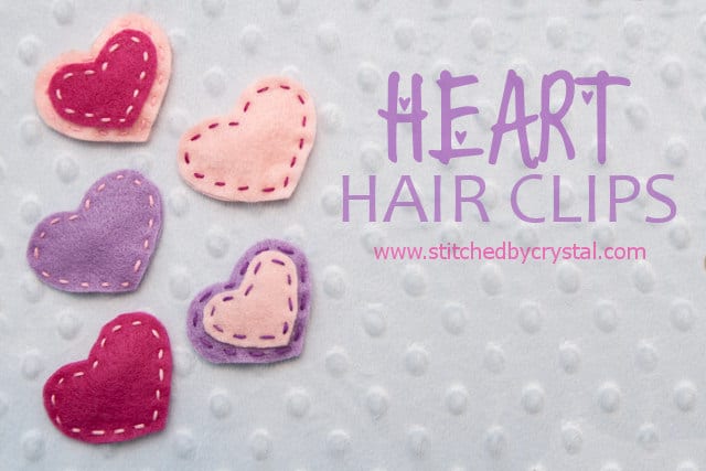 Fabric heart hair clips