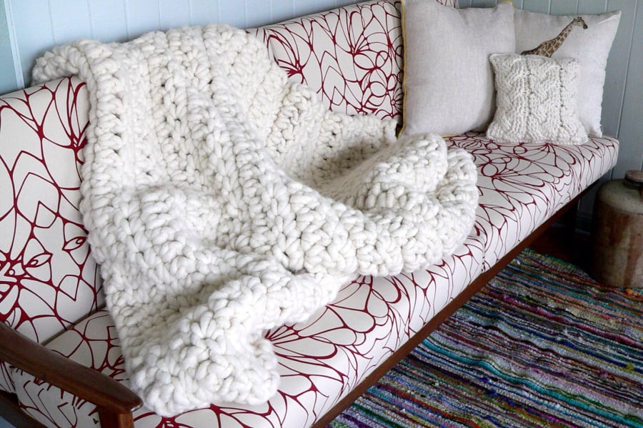 Chunky crochet blanket