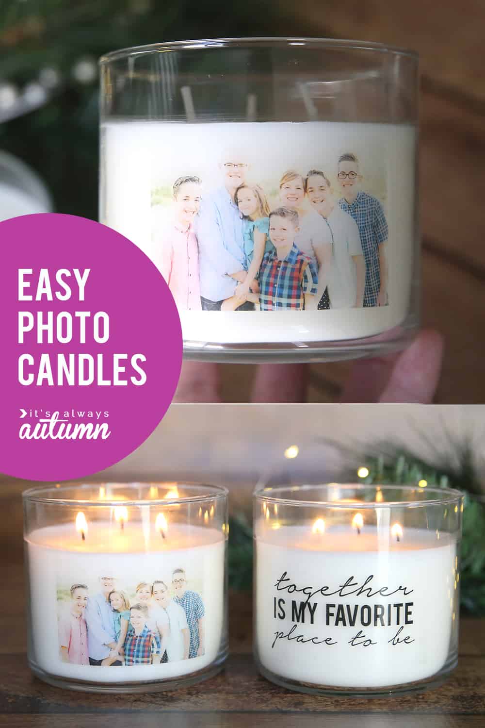 Candle with a photo transferred onto it