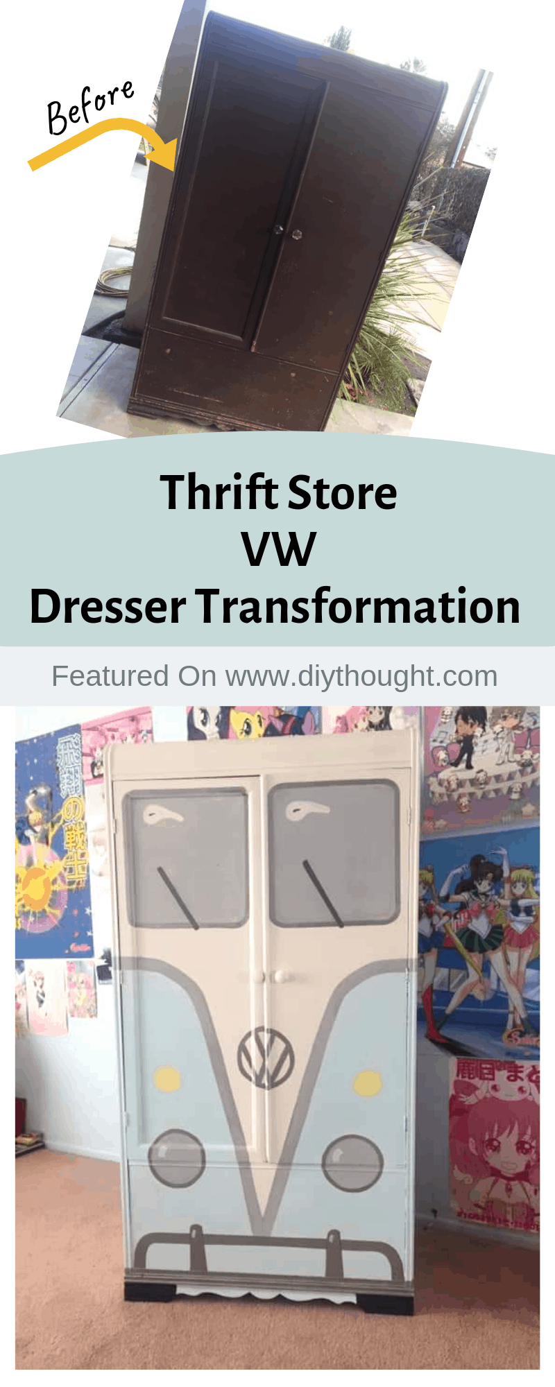 Thrift Store Volkswagen Dresser Transformation – step 2