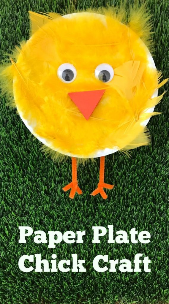 paper plate feather chick craft