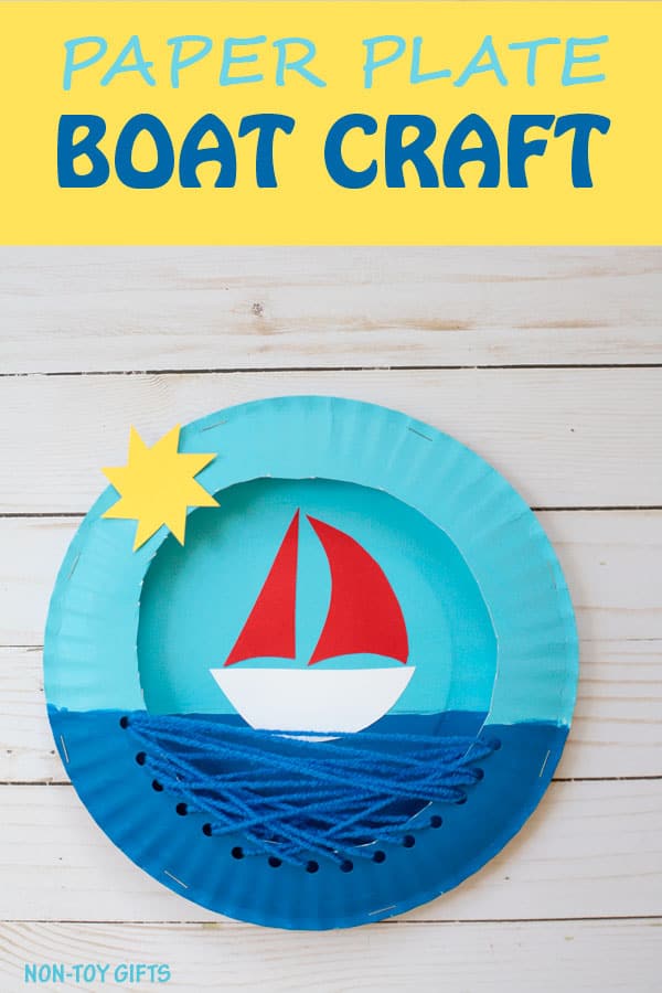 paper plate threading boat craft