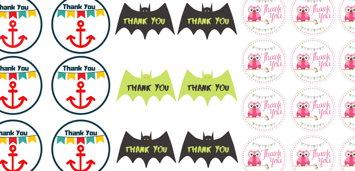 70 Batman Thank You stickers 37mm party bag favours cone labels birthday parties