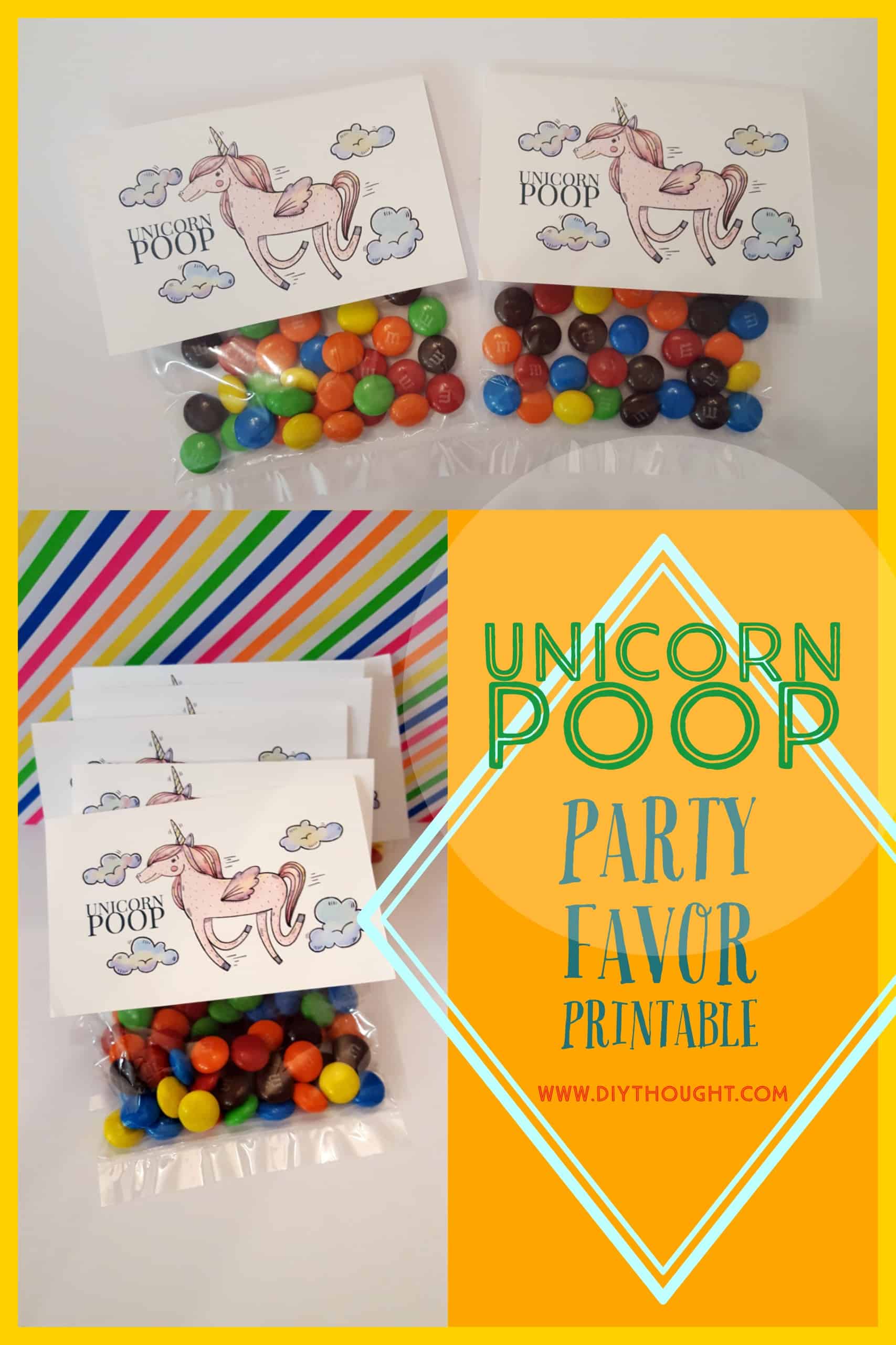 unicorn poop free party favor label