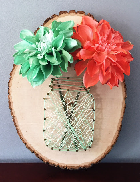 wood slice flower string art