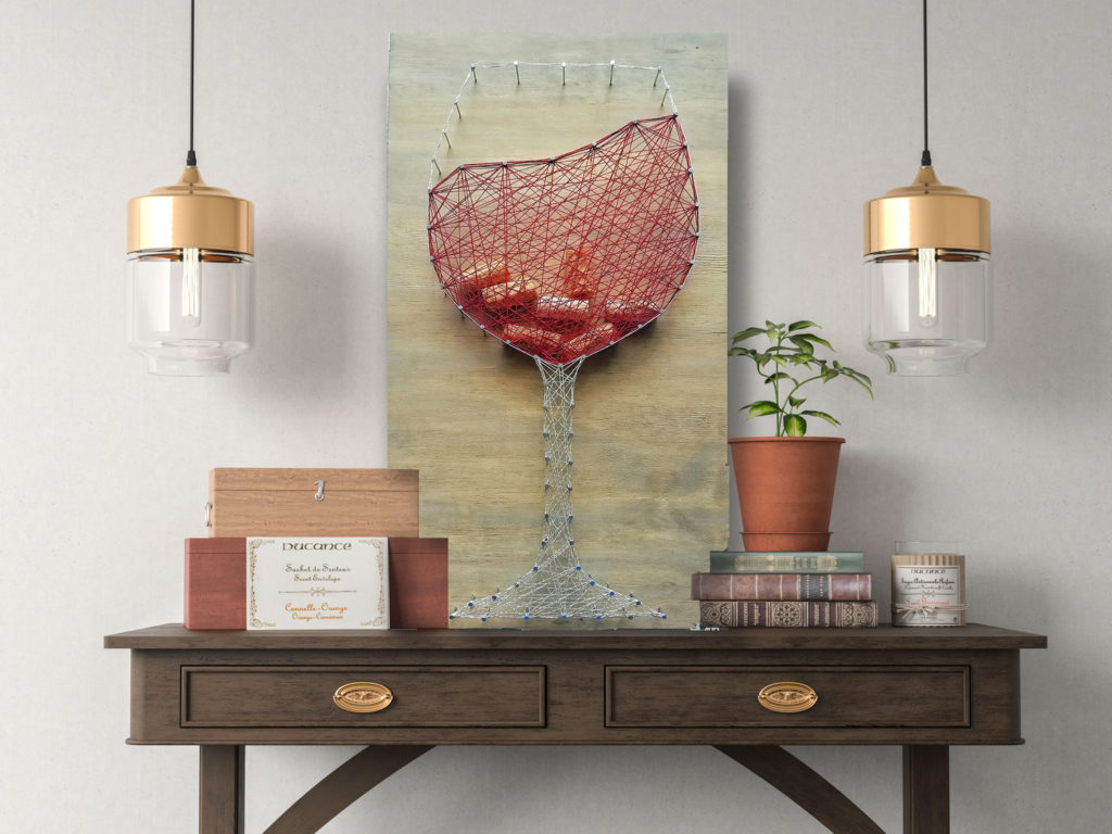 wine glass string art 