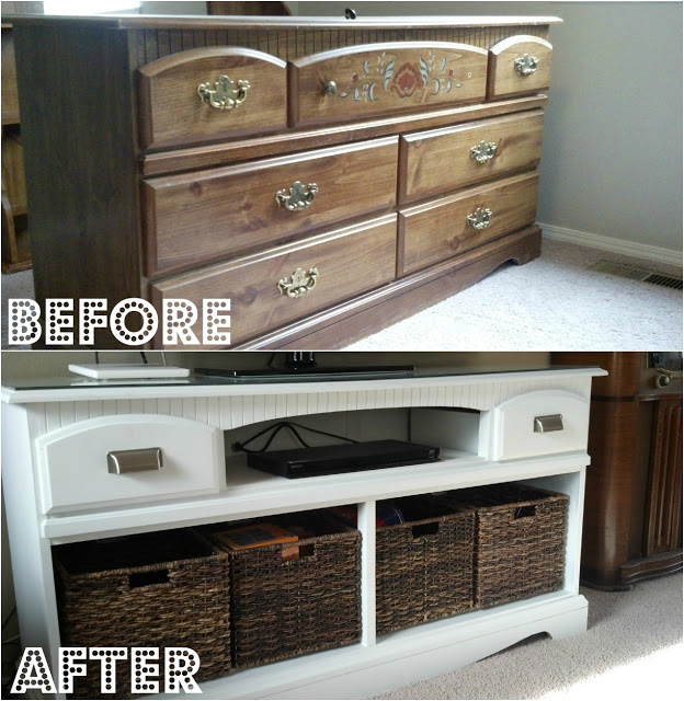 7 Of The Best Tv Stand Upcycle Projects, Repurpose Dresser Into Tv Stand