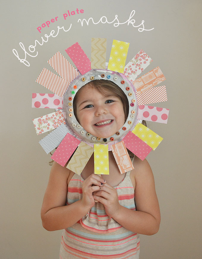 flower paper plate face mask craft