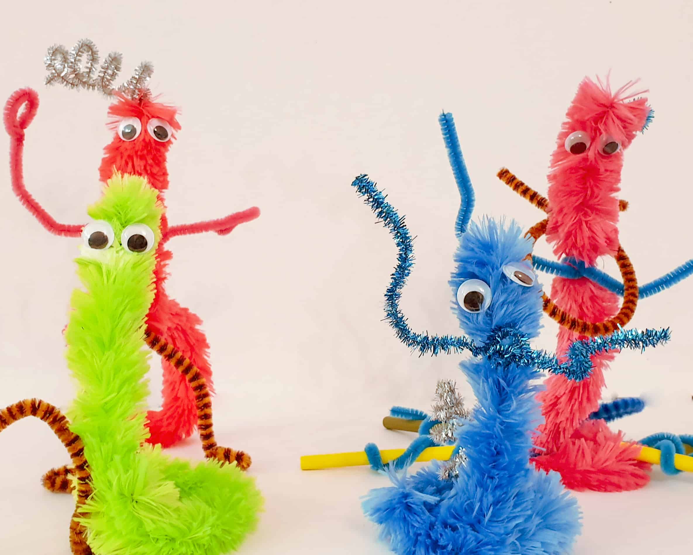 Giant Fuzzy Pipe Cleaner Monsters DIY Thought
