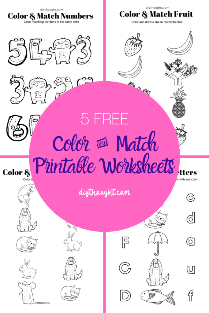 free color and match printable worksheets.