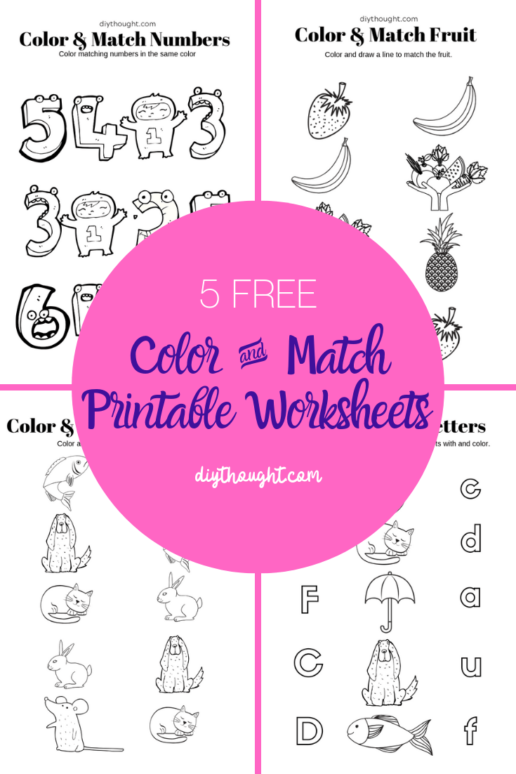 free color and match printable worksheets.