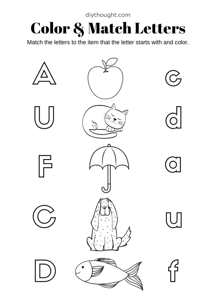 5 Free Color & Match Printable Worksheets  diy Thought