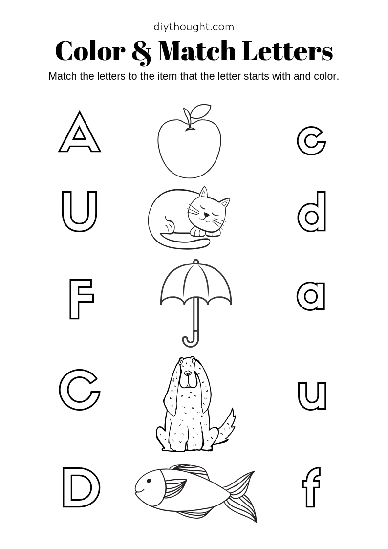 letter matching worksheet printable free