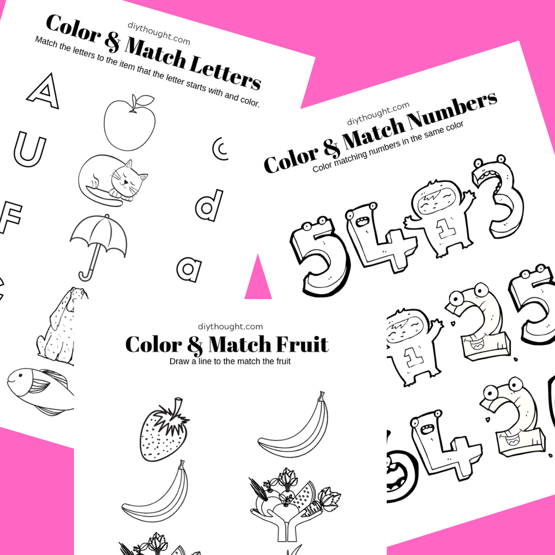 5 Free Color & Match Printable Worksheets - Diy Thought - 5 Free Color & Match Printable Worksheets - Diy Thought