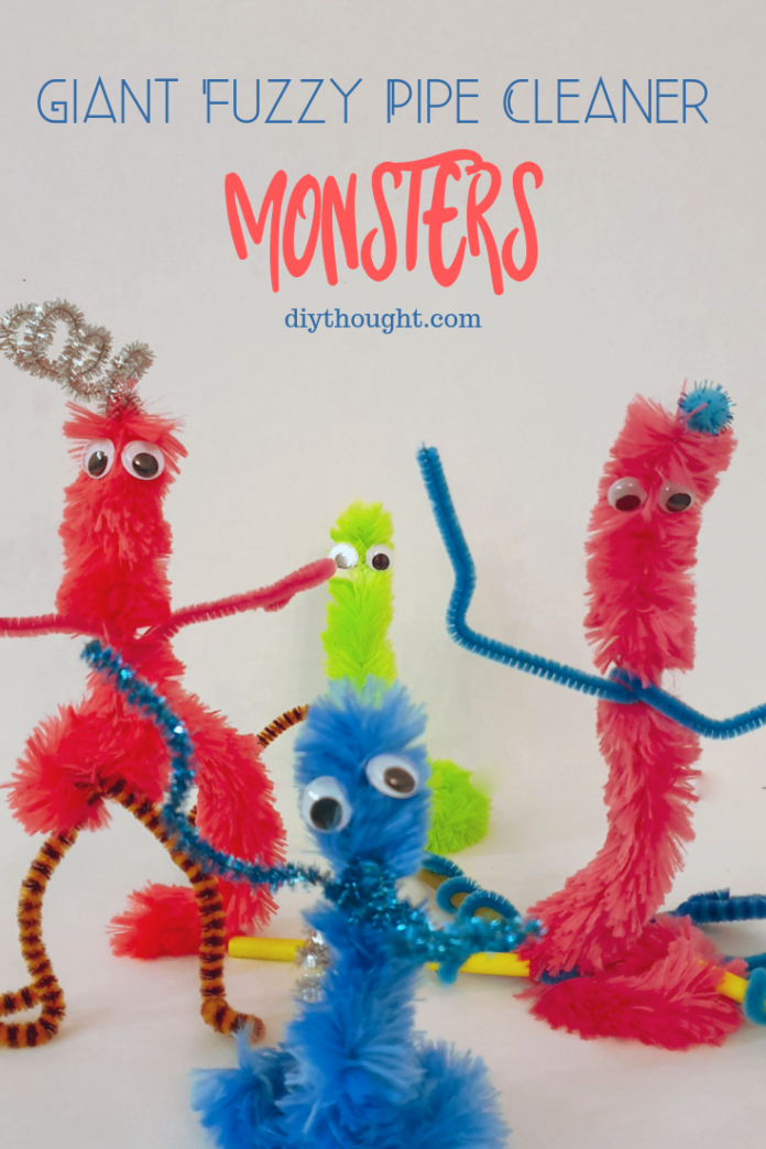 Giant Fuzzy Pipe Cleaner Monsters diy Thought