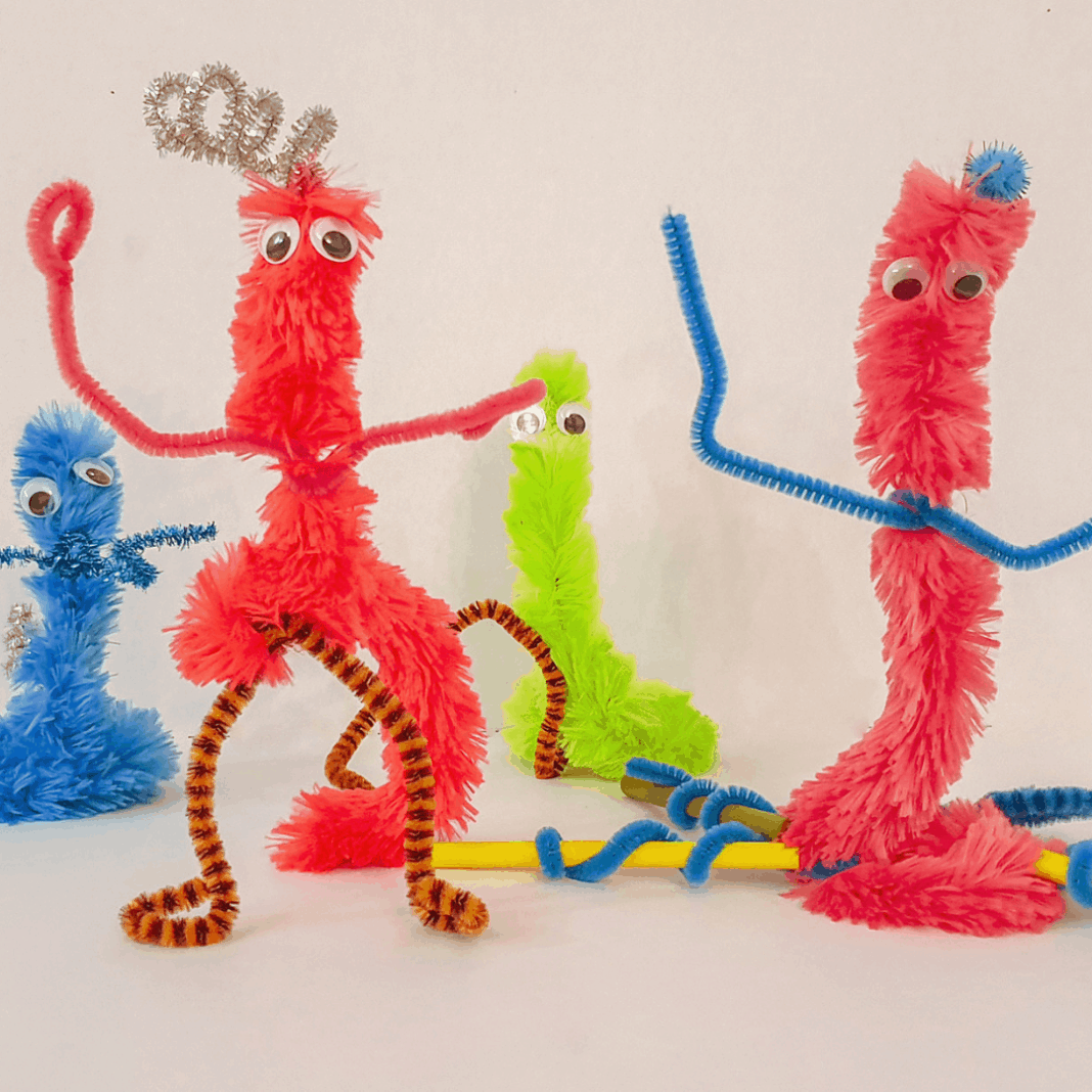 Giant Fuzzy Pipe Cleaner Monsters diy Thought