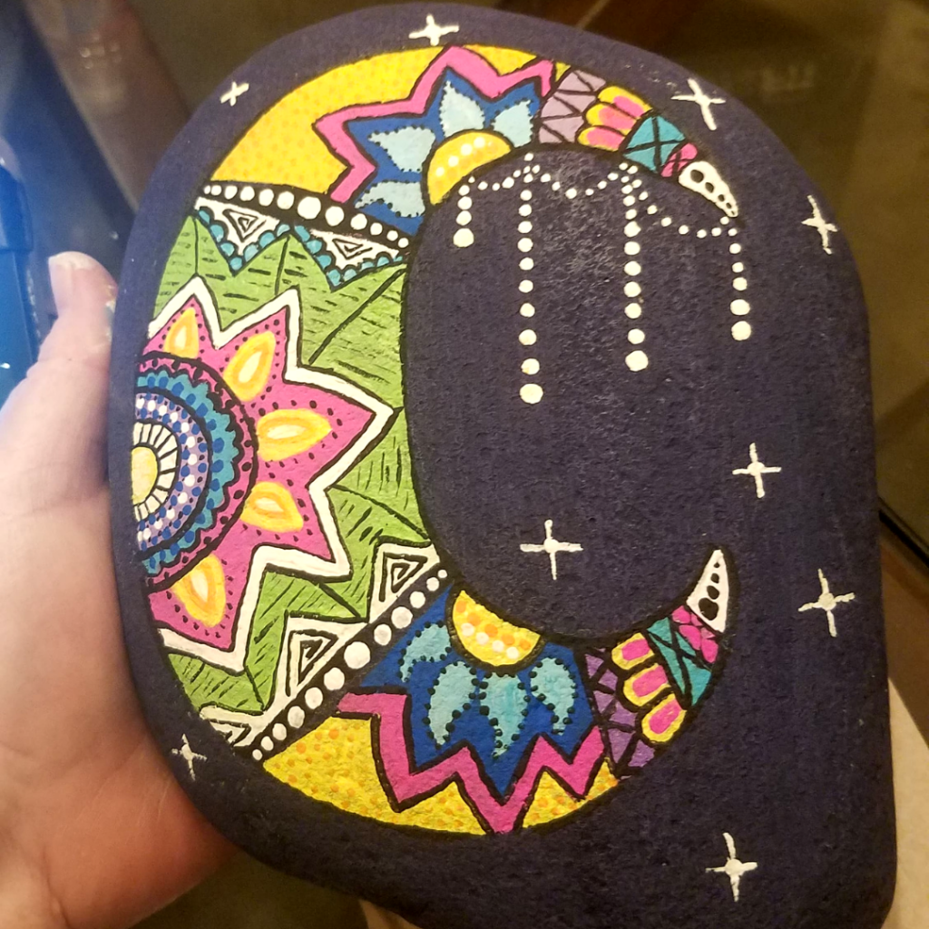 moon painted rock