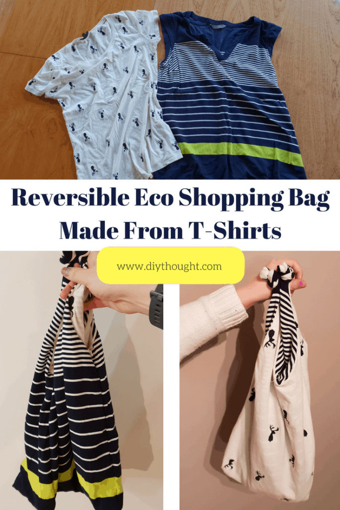 DIY shopping bag made from t-shirts
