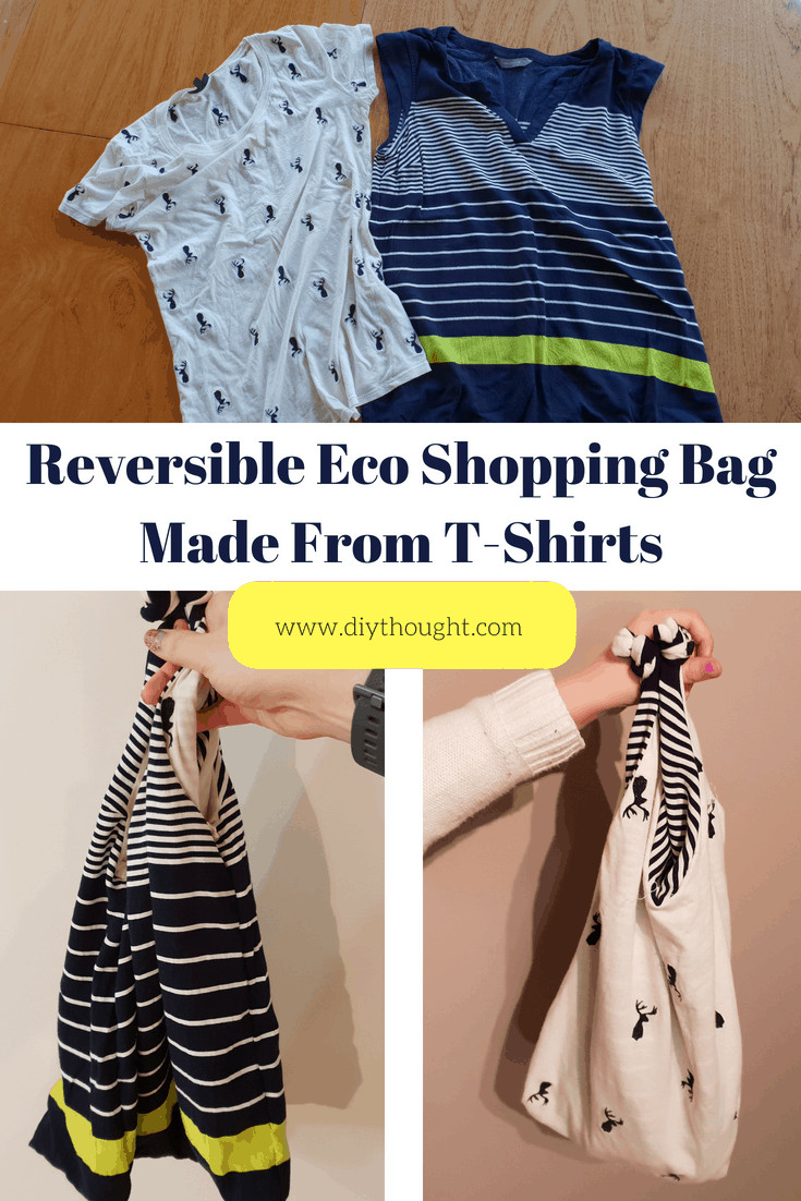 DIY shopping bag made from t-shirts