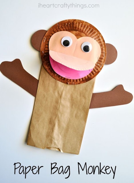 paper bag and paper plate monkey