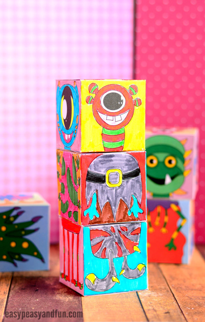 printable monster mix & match cubes