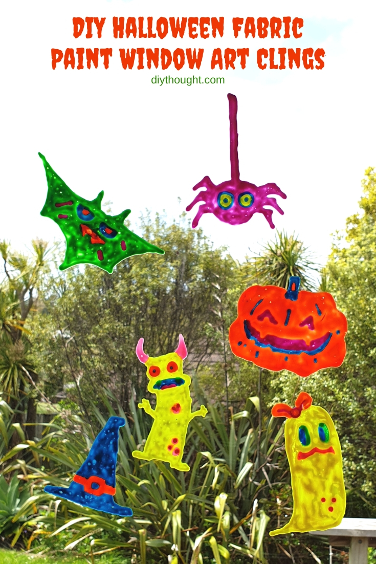 DIY Halloween fabric paint window art clings