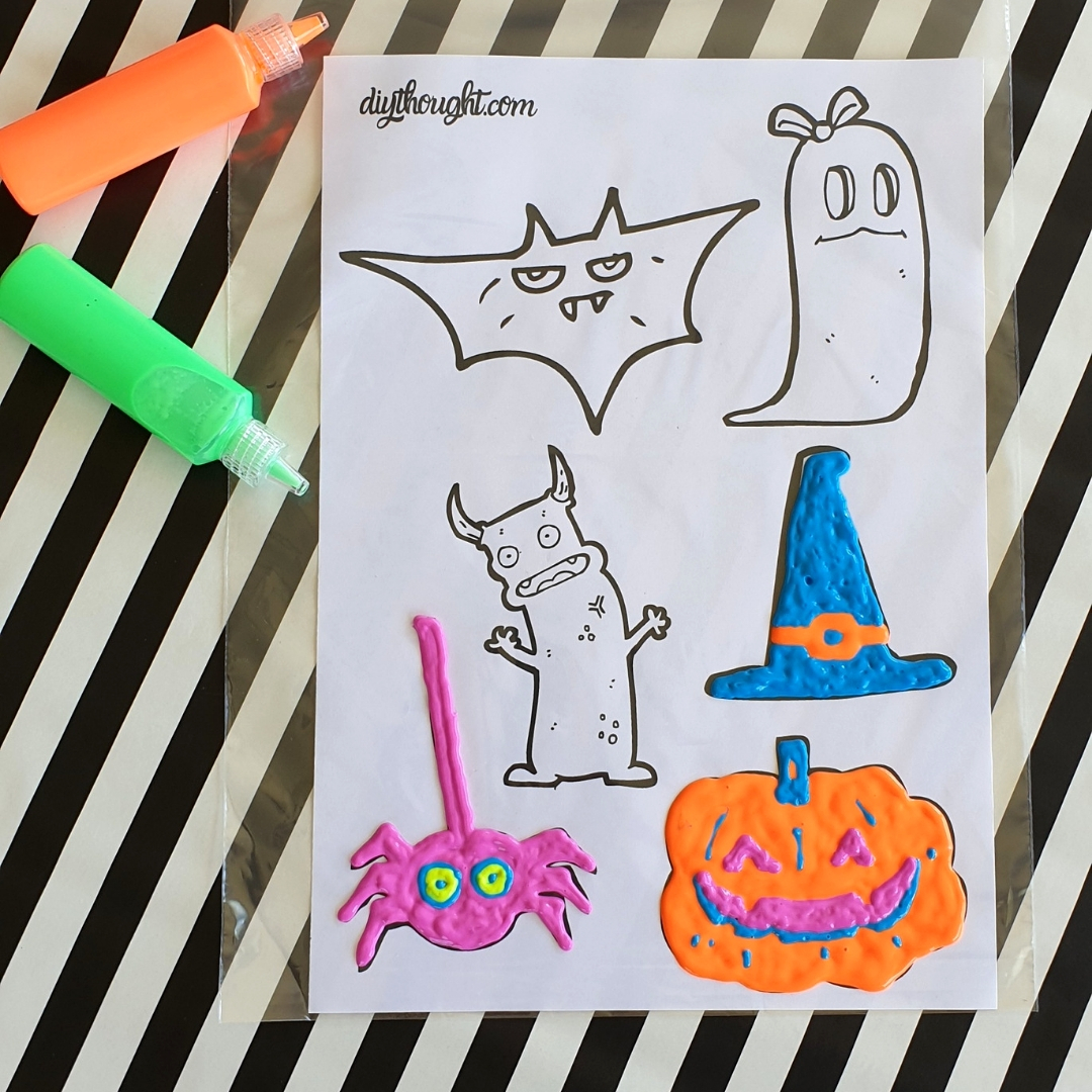 DIY Halloween Fabric Paint Window Art Clings diy Thought