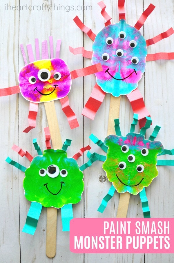paint smash monster puppets