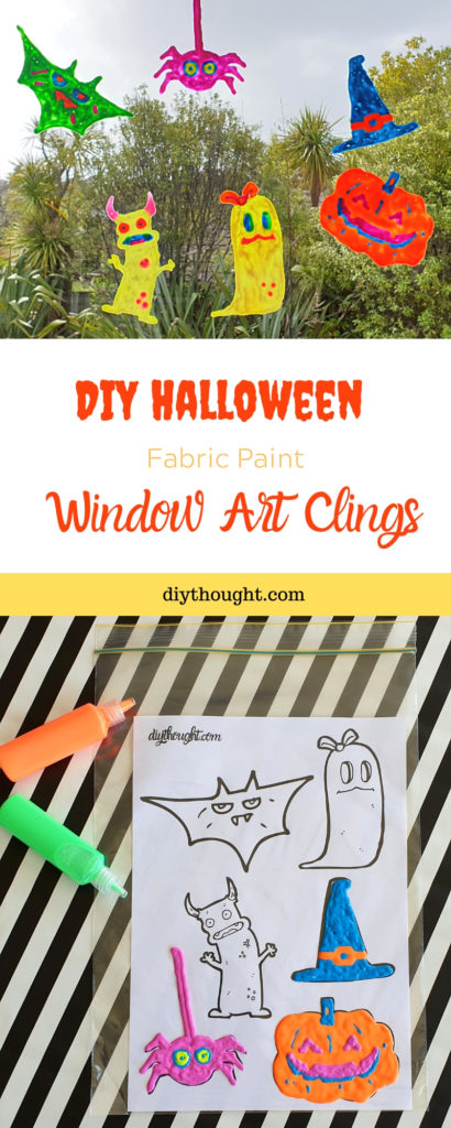 DIY Halloween fabric paint window art clings