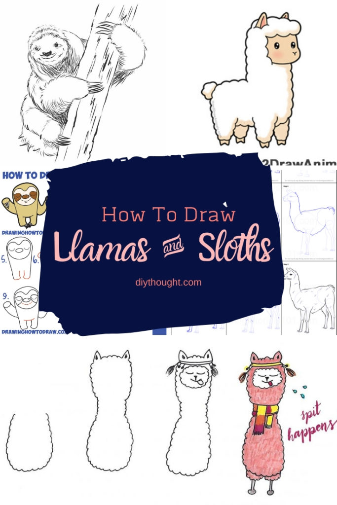 how to draw llamas & sloths