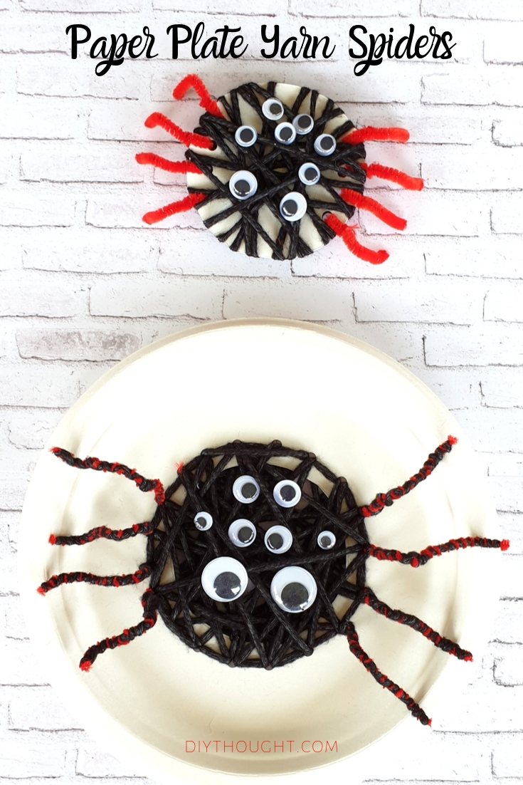 Threading and yarn wrapped spider craft