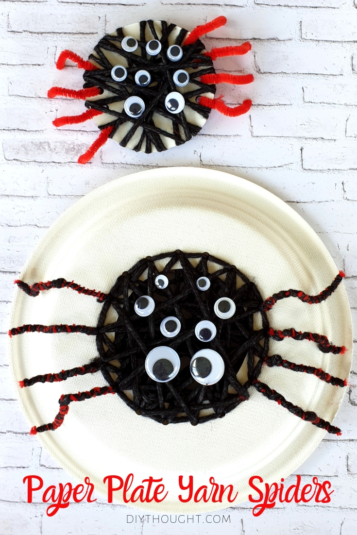 Threading and yarn wrapped spider craft