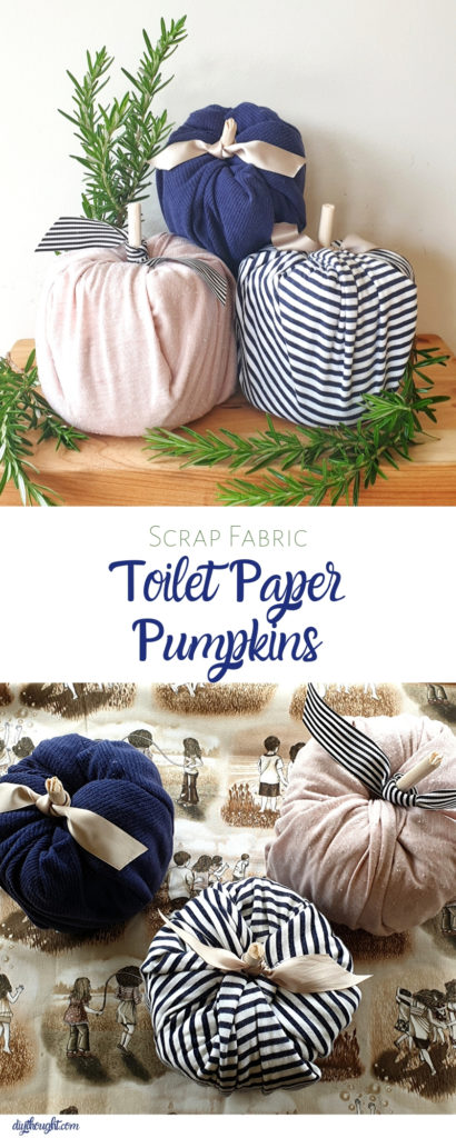 scrap fabric toilet paper pumpkins