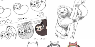 llama and sloth drawing tutorials