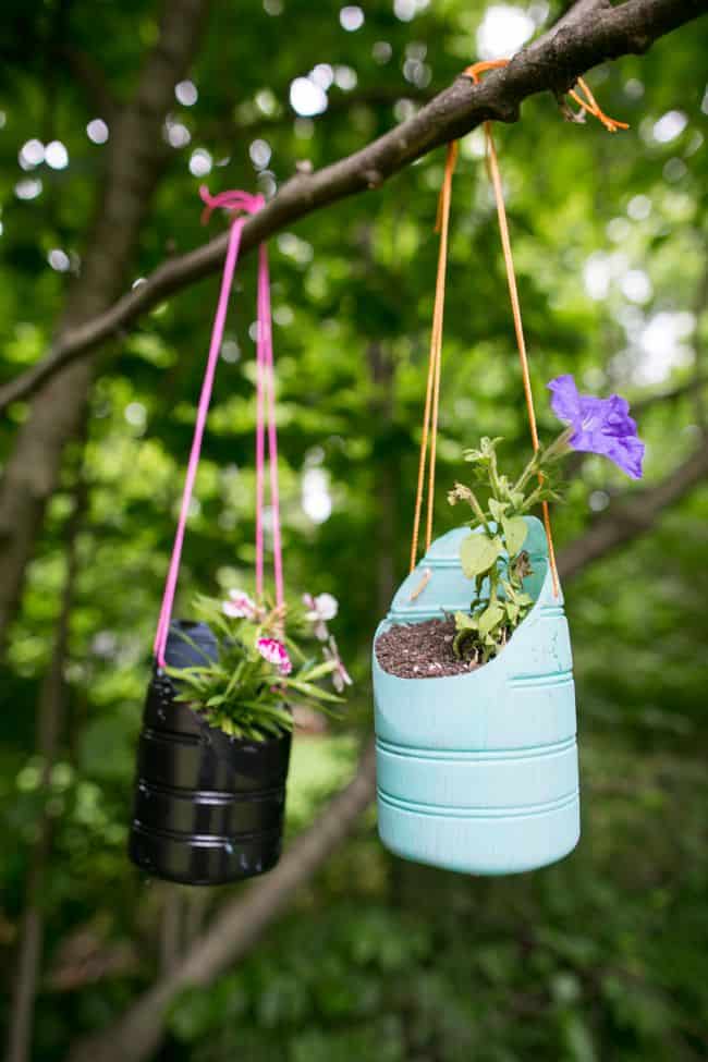 hanging recycled plant pot