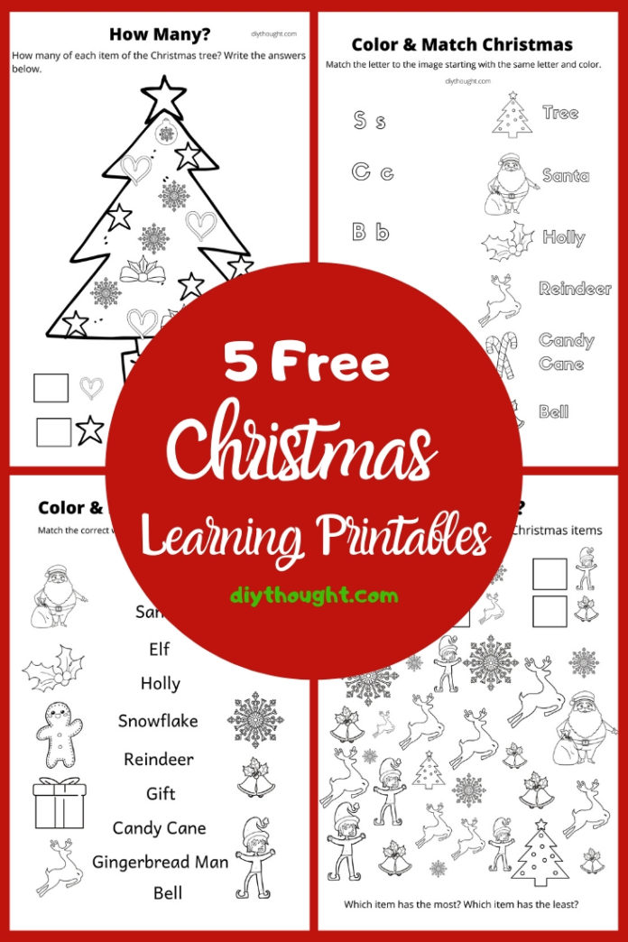 5 Free Christmas Learning Printables diy Thought