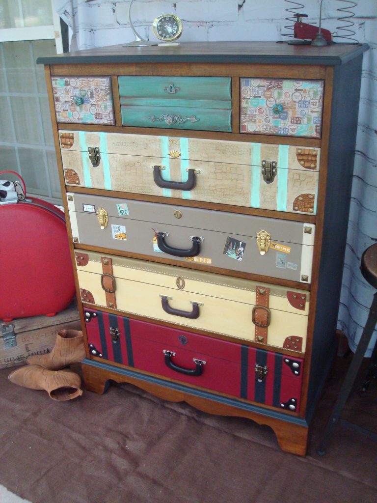 Upcycled faux suitcase drawers