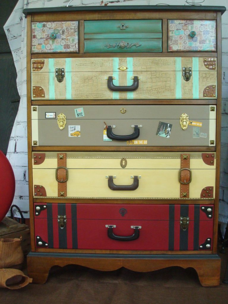Upcycled faux suitcase drawers
