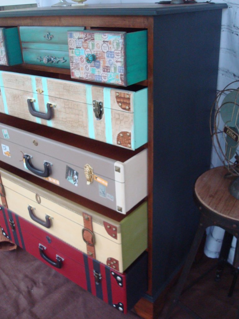 Upcycled faux suitcase drawers