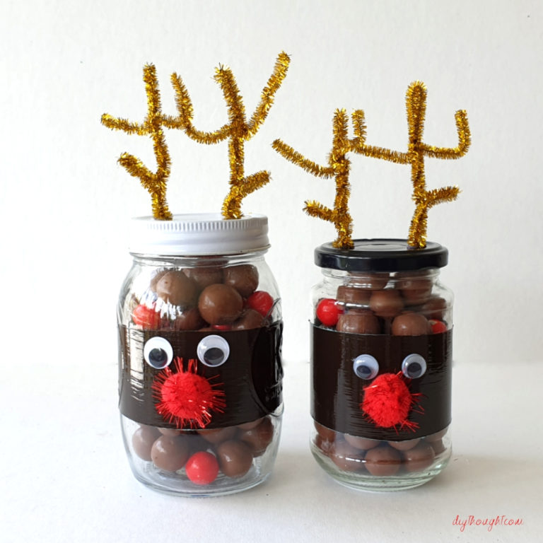 DIY Reindeer Christmas Mason Jars - diy Thought