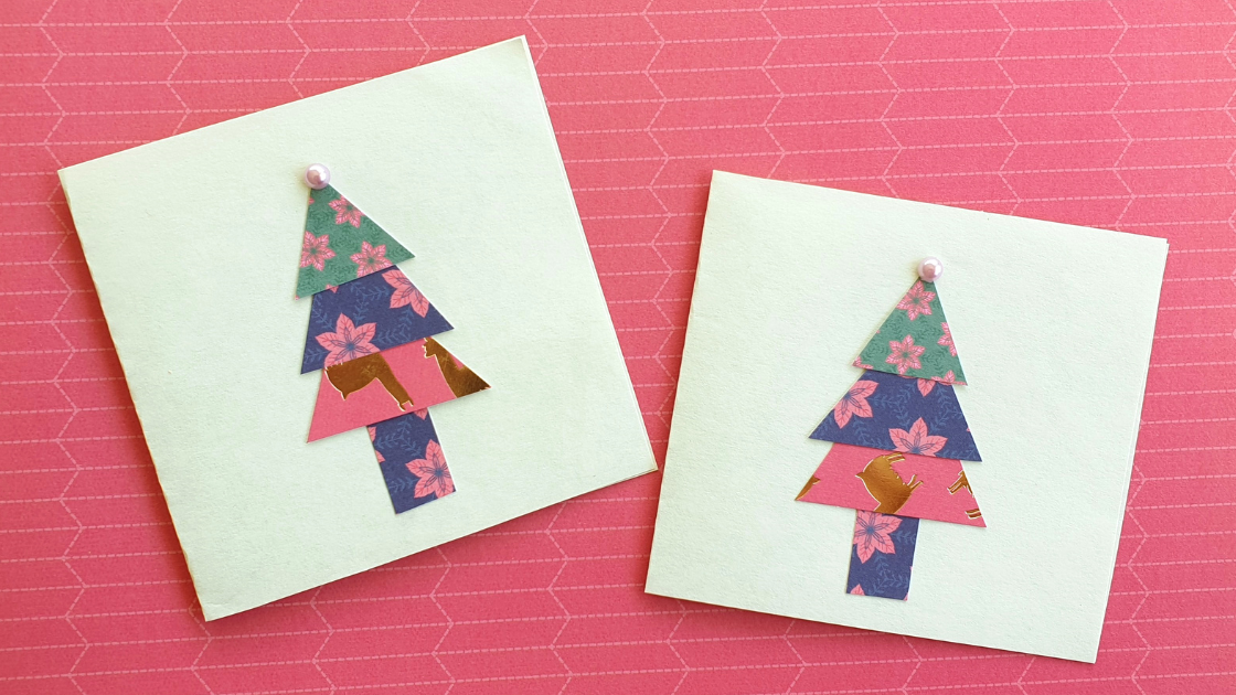 DIY Paper Scrap Christmas Tree Cards - DIY Thought