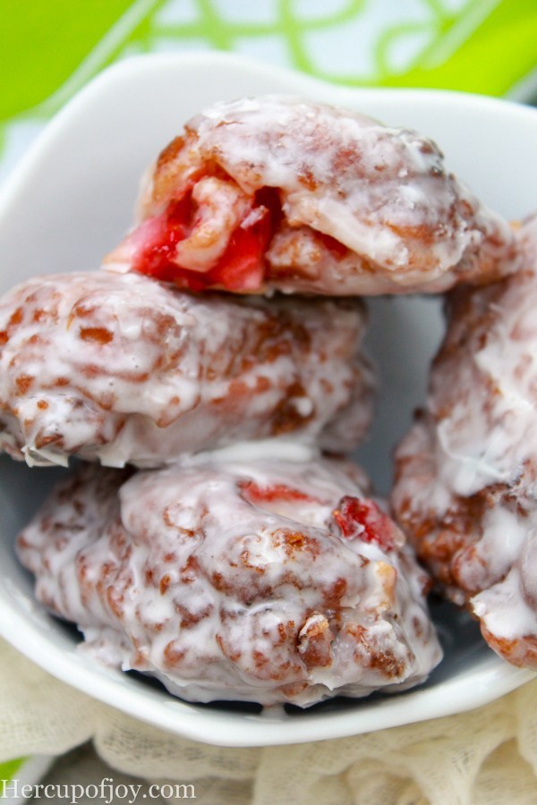 glazed fresh strawberry fritter